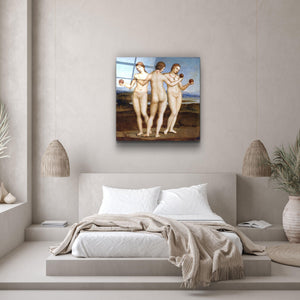 ."Raphael's Three Graces (1504)". Glass Wall Art - ArtDesigna Glass Printing Wall Art