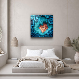 ."Heart of the Wood - Blue". Designer's Collection Glass the Wood Art - ArtDesigna Glass Printing Wall Art