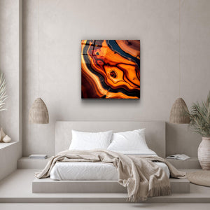 ."Heart of the Wood - Orange". Designer's Collection Glass the Wood Art - ArtDesigna Glass Printing Wall Art