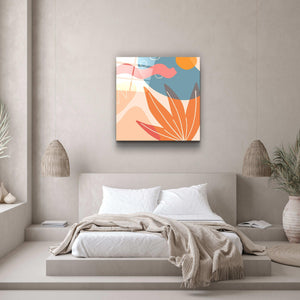 ."Terracota Abstract Flowers V2". Designer's Collection Glass Wall Art - ArtDesigna Glass Printing Wall Art