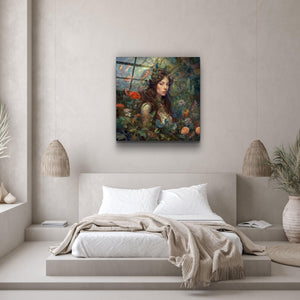 ."Bird Princess". Secret World Collection Glass Wall Art - ArtDesigna Glass Printing Wall Art