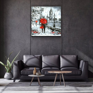 Red Umbrella in London | Glass Wall Art - Artdesigna