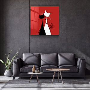 Cats in Love - Glass Wall Art - Artdesigna