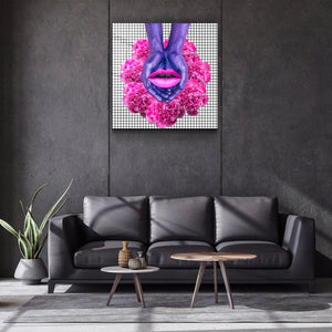 ・"Pink Flowers and Lips"・Glass Wall Art - ArtDesigna Glass Printing Wall Art