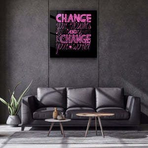 ・"Change Your World - Pink"・Glass Wall Art - ArtDesigna Glass Printing Wall Art