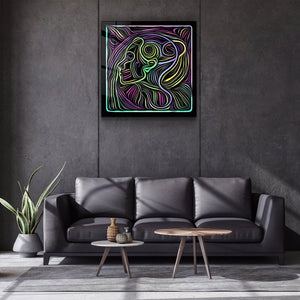 ・"Rainbow Line Faces V7"・Glass Wall Art - ArtDesigna Glass Printing Wall Art