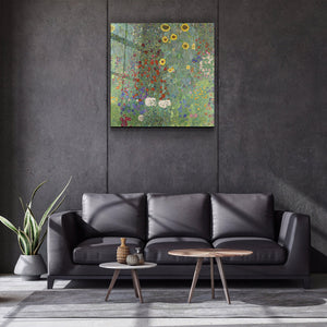 ."Gustav Klimt's Farm Garden with Sunflowers (1907)". Glass Wall Art - ArtDesigna Glass Printing Wall Art