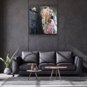 ."Gustav Klimt's Death and Life (1910-1915)". Glass Wall Art - ArtDesigna Glass Printing Wall Art