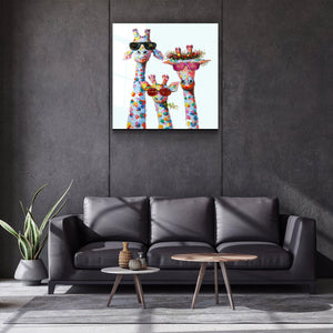 ."Funny Giraffe Family". Designer's Collection Glass Wall Art - ArtDesigna Glass Printing Wall Art