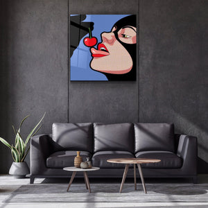 ."Cat Woman & Cherry". Designer's Collection Glass Wall Art - ArtDesigna Glass Printing Wall Art