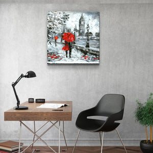 Red Umbrella in London | Glass Wall Art - Artdesigna