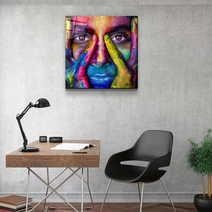 ・"Abstract Colorful Face"・Glass Wall Art - ArtDesigna Glass Printing Wall Art