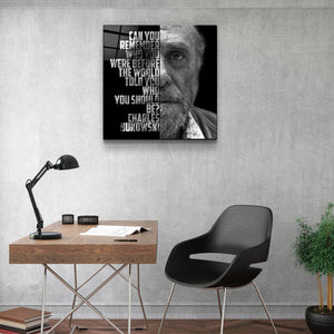 ・"Charles Bukowski"・Designers Collection Glass Wall Art - ArtDesigna Glass Printing Wall Art