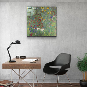 ."Gustav Klimt's Farm Garden with Sunflowers (1907)". Glass Wall Art - ArtDesigna Glass Printing Wall Art