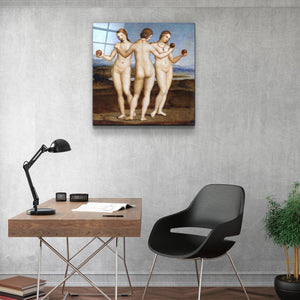 ."Raphael's Three Graces (1504)". Glass Wall Art - ArtDesigna Glass Printing Wall Art