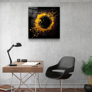 ."Paint Splash Ring-Yellow". Designer's Collection Glass Wall Art - ArtDesigna Glass Printing Wall Art