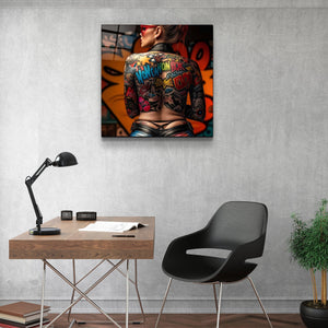 ."Tattooed v3". Designer's Collection Glass Wall Art - ArtDesigna Glass Printing Wall Art