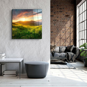 ・"Sunset Mountain"・Glass Wall Art - ArtDesigna Glass Printing Wall Art
