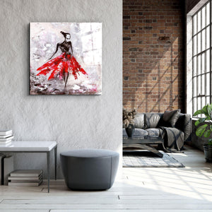 ・"Woman (Red)"・Glass Wall Art - ArtDesigna Glass Printing Wall Art