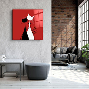 Cats in Love - Glass Wall Art - Artdesigna