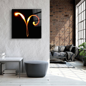 ."Aries Zodiac Symbol". Glass Wall Art - ArtDesigna Glass Printing Wall Art