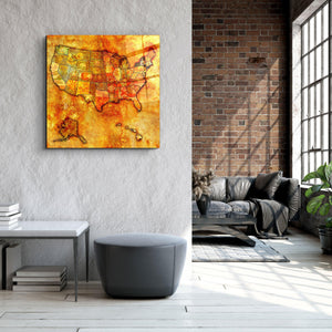 ・"Vintage Map US - New York"・Glass Wall Art - ArtDesigna Glass Printing Wall Art
