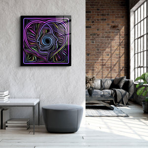 ・"Rainbow Line Faces V4"・Glass Wall Art - ArtDesigna Glass Printing Wall Art
