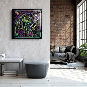 ・"Rainbow Line Faces V7"・Glass Wall Art - ArtDesigna Glass Printing Wall Art
