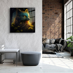."Glimmering Gold Fox". Secret World Collection Glass Wall Art - ArtDesigna Glass Printing Wall Art