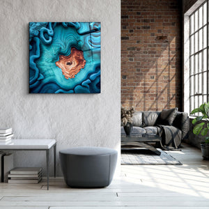 ."Heart of the Wood - Blue". Designer's Collection Glass the Wood Art - ArtDesigna Glass Printing Wall Art