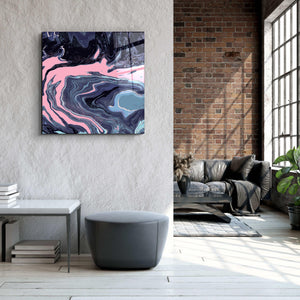 ."Pink Wave in the Black". Designer's Collection Glass Wall Art - ArtDesigna Glass Printing Wall Art