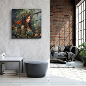 ."Bird Princess". Secret World Collection Glass Wall Art - ArtDesigna Glass Printing Wall Art
