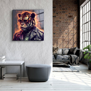 ."Tiger Monkey 2". Designers Collection Glass Wall Art - ArtDesigna Glass Printing Wall Art