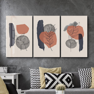 ・"Abstract Lines Terracota - Trio"・Glass Wall Art - ArtDesigna Glass Printing Wall Art