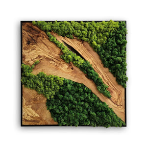 Moss and Olive Tree Wood Wall Art 2 Colors | Premium Handmade Wall Sculptures - Artdesigna