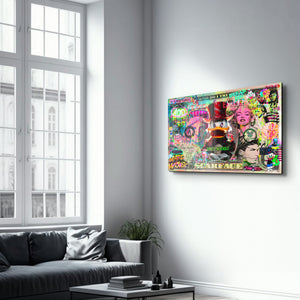 Glass wall art by Artdesigna titled "The World is Yours" featuring vibrant glass design by Mr. Pablo Costa.