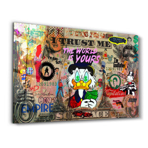 Glass wall art by Artdesigna titled "The World is Yours" featuring vibrant glass design by Mr. Pablo Costa.
