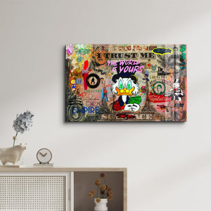 Glass wall art by Artdesigna titled "The World is Yours" featuring vibrant glass design by Mr. Pablo Costa.