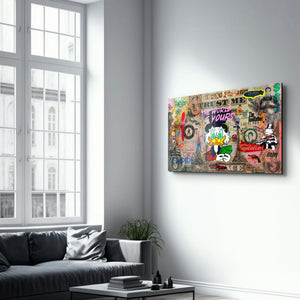 Glass wall art by Artdesigna titled "The World is Yours" featuring vibrant glass design by Mr. Pablo Costa.
