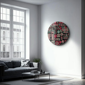 ・"Signs Black Pink"・Rounded Glass Wall Art - ArtDesigna Glass Printing Wall Art