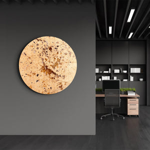 ・"Stone with Crystals - Yellow"・Rounded Glass Wall Art - ArtDesigna Glass Printing Wall Art