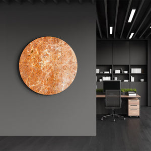 ・"Marble Stone - Orange"・Rounded Glass Wall Art - ArtDesigna Glass Printing Wall Art