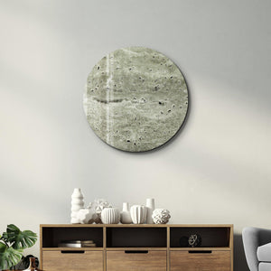 ・"Travertine - Moon - Cement Green"・Rounded Glass Wall Art - ArtDesigna Glass Printing Wall Art
