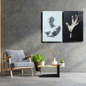 ・"Staute-Gold Cracks-Duo"・Designer's Collection Glass Wall Art - ArtDesigna Glass Printing Wall Art
