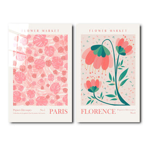 ・"Flower Market Paris-Florence-Duo"・Designer's Collection Glass Wall Art - ArtDesigna Glass Printing Wall Art