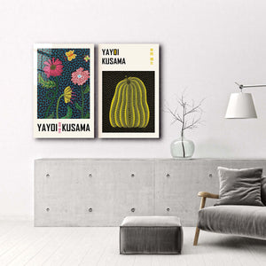 ・"Yayoi Kusama-Duo"・Designer's Collection Glass Wall Art - ArtDesigna Glass Printing Wall Art