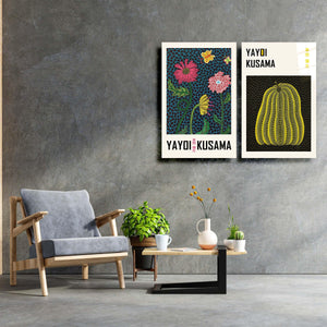 ・"Yayoi Kusama-Duo"・Designer's Collection Glass Wall Art - ArtDesigna Glass Printing Wall Art
