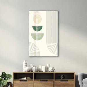 Yarım Daireler ve Çizgilerin Uyumu - Cam Duvar Tablosu