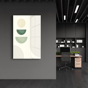 Yarım Daireler ve Çizgilerin Uyumu - Cam Duvar Tablosu