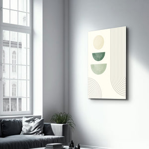 Yarım Daireler ve Çizgilerin Uyumu - Cam Duvar Tablosu